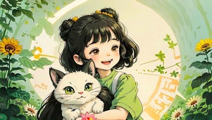 女孩和猫咪