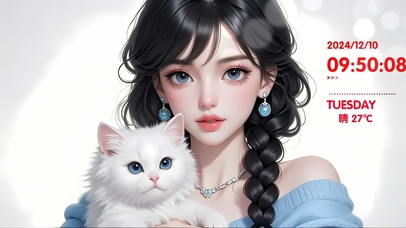 超清4K怀抱猫女孩