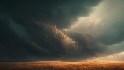 暴风雨下的平原