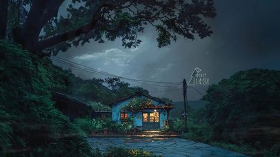 雨夜 小屋