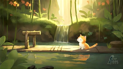 绿萌里赏水纳凉的小橘喵