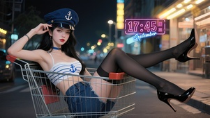 购物车上的水手服美女御姐