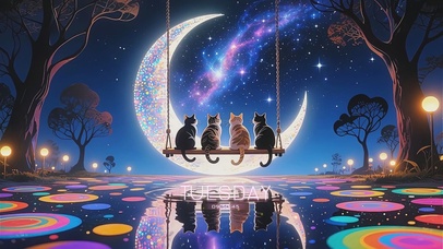 月光秋千上的猫