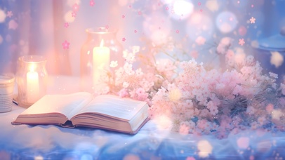 烛光书本樱花