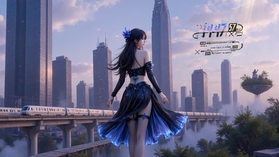 城市中长裙女孩