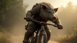 十二生肖之猪骑单车