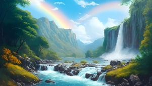 山涧流水瀑布