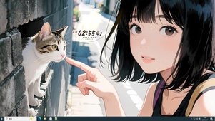 甜美短发女孩与猫