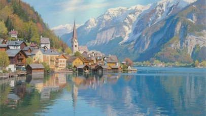 治愈风景~山湖小镇