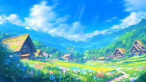 浪漫宫崎骏插画乡村