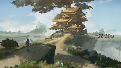 4K古风山崖木屋