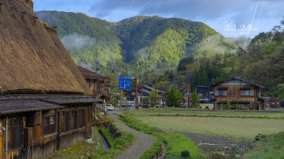 4k治愈雨天小镇风光