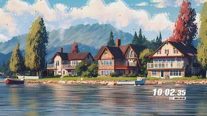 唯美治愈树木河流景色