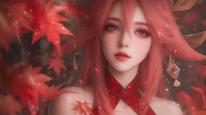 枫叶女孩肖像