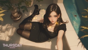 她的身影宛如流动的画，优雅自如