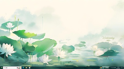 古风山水荷花