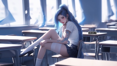 教室里可爱女孩