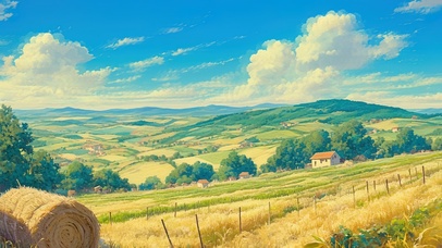 唯美治愈山坡农场