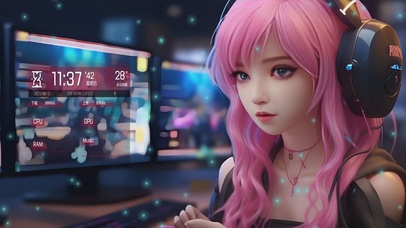 认真听歌的美女