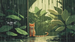 雨中小小猫咪