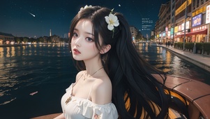 4k高清AI湖边美女