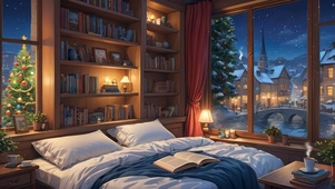 圣诞节夜晚的温馨卧室