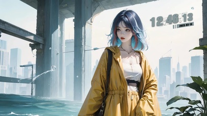 治愈阳光短发少女