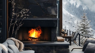 4K唯美冬季林中别墅