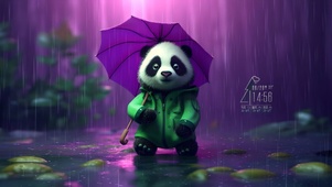 雨中大熊猫
