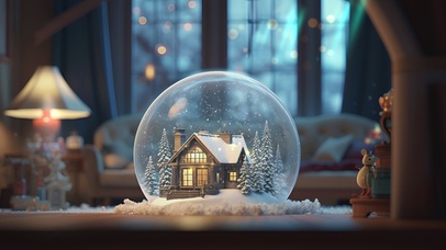 冬季小屋水晶球