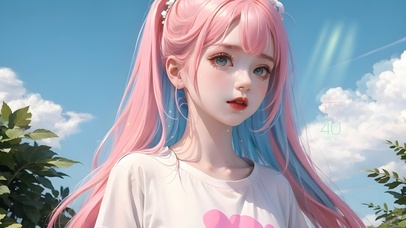 4k可爱粉色头发女孩