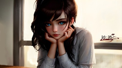 雨天发呆的女孩