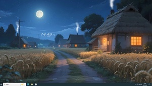 夜晚乡村麦田
