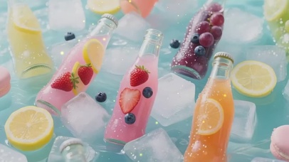 缤纷的冰镇果汁汽水