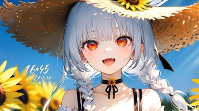 可爱草帽向日葵女孩