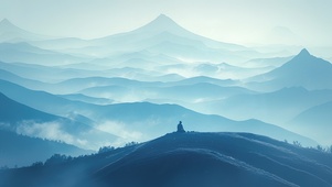 雪天迷雾山峦