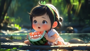 4k 可爱萌娃吃瓜	