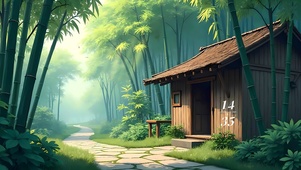 竹林茅草屋