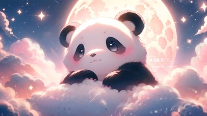 4k月亮云彩熊猫