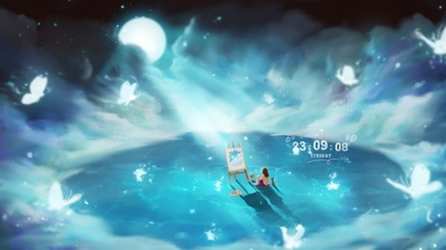 4k 月光下绘画的少女