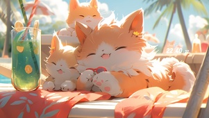 清新夏日猫咪