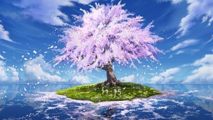 唯美小岛樱花树