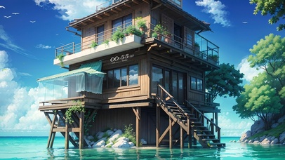 4K唯美治愈夏日海景房