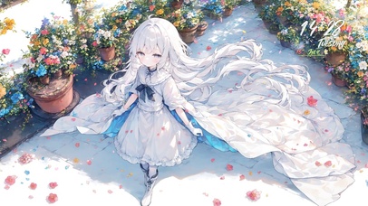 唯美花园白发少女