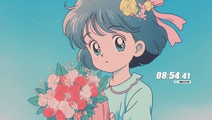 手捧鲜花女孩