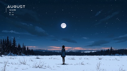 雪地夜晚少女