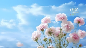 蓝天白云小花