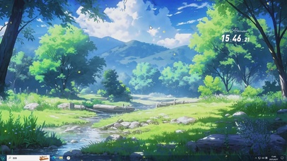 绿色AI护眼插画-桌面主题