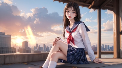 唯美夕阳JK少女