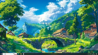 护眼绿色石桥乡村